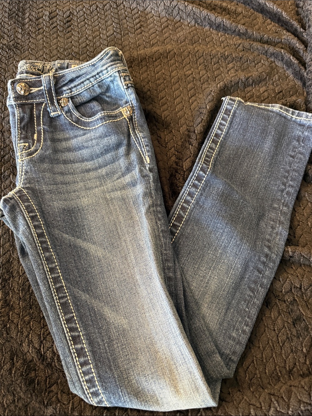 Miss Me Girls Faded Dark Blue Skinny Jeans